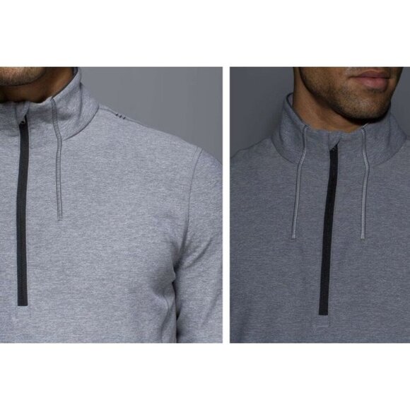 Lululemon Men's Sweat Session 1/2 Zip Silver Heathered Slate Sz L - Picture 9 of 11